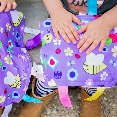 Lovey Sensory Tag Toy - Garden Flowers Butterflies Blanket