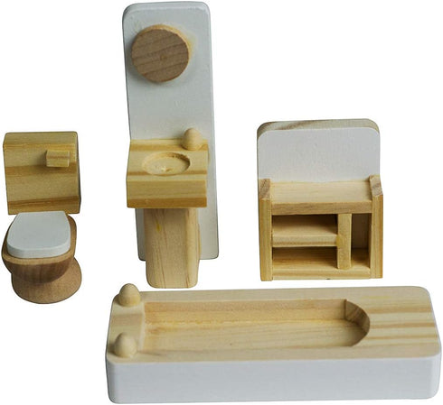 5 Sets, 1:12 35 Seanmi Wooden Dollhouse Furniture - Scale Doll House Furnishings, Pieces of Dollhouse Accessories