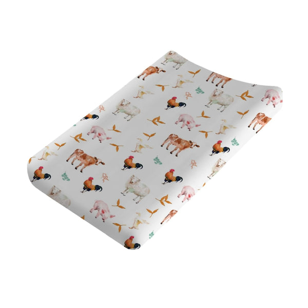 Watercolor Farm Animals Changing Pad Cover, Soft Stretch Fitted Baby Diaper Changing Table Sheets 32''x16''