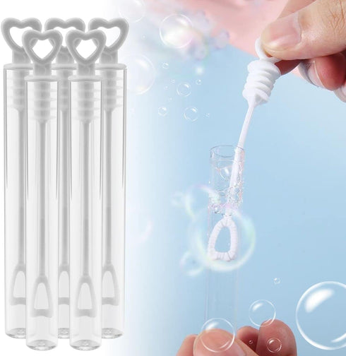 50 PCS Bubble Wand, White Heart Bubble Stick Tube, Wedding Bubbles Toy for Anniversaries and Festivals