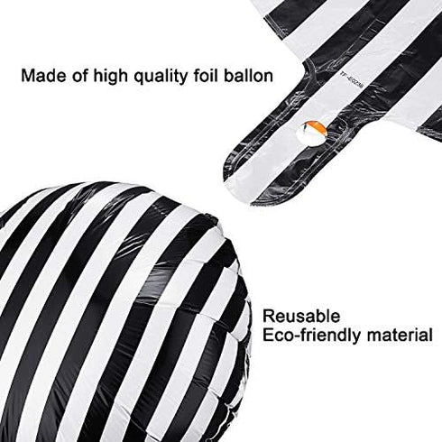Gejoy 12 Pieces 18 Inch Black and White Striped Balloons, Foil Aluminum Helium Balloons for Parties