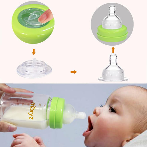 4-Pack 6oz Matyz Glass Breastmilk Storage Bottles, (Green, Each), Wide Mouth Food-Grade Borosilicate, Leakproof