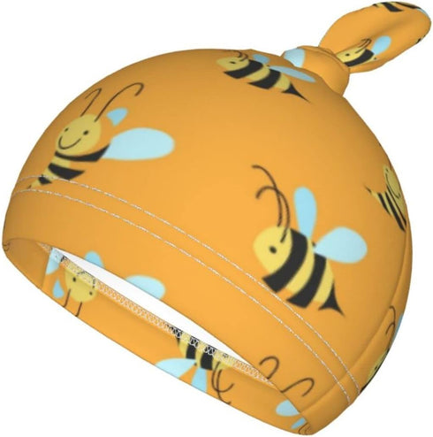 Cute Bee Baby Stuff Newborn Swaddle Blanket with Beanie Set, Soft Stretchy Swaddle Sack for Boy and Girl