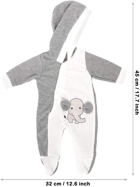 Miunana 1pcs Elephant Pajamas Outfit for 13-15 Inch Baby Doll Clothes, Grey and White Doll Pajamas