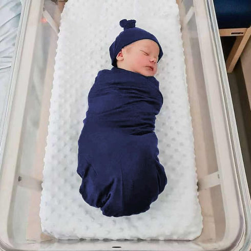 Set OWLOWLA Newborn Swaddle Stretch Wrap Swaddle Receiving Blanket for Baby Boy Girl(Navy Blue)