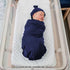 Set OWLOWLA Newborn Swaddle Stretch Wrap Swaddle Receiving Blanket for Baby Boy Girl(Navy Blue)