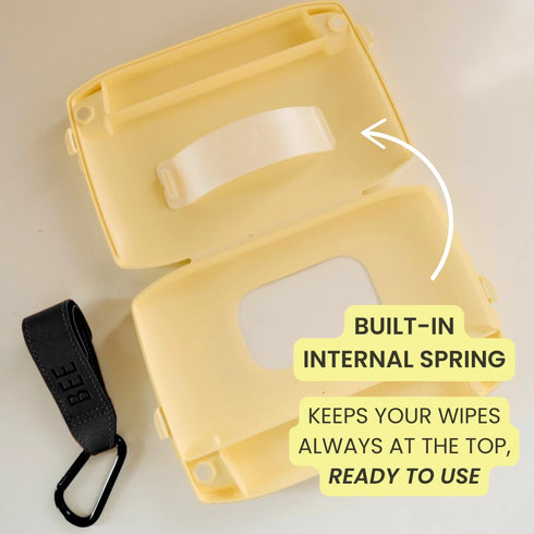 Bee Babe Co. On-The-Go Wipes Dispenser, Travel Wipes Case, Includes Temporary Trash Compartment, Must Have Diaper Bag