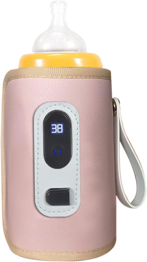 EVGATSAUTO USB Portable Baby Bottle Warmer, Adjustable Temperature LCD Screen, Travel Friendly Milk Warmer for Car