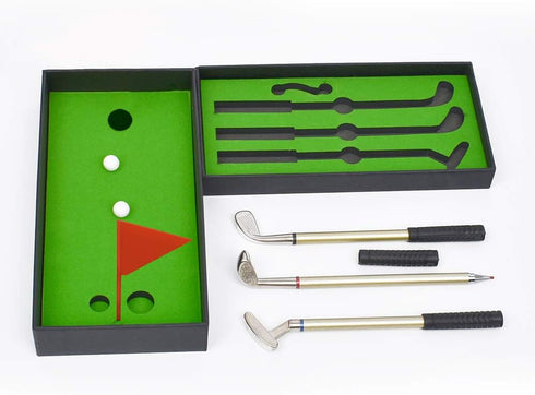 Mini Golf Set Pen - Red, Blue, and Black Ink, Fun Desktop Accessories for Office, Study, Birthday Gift