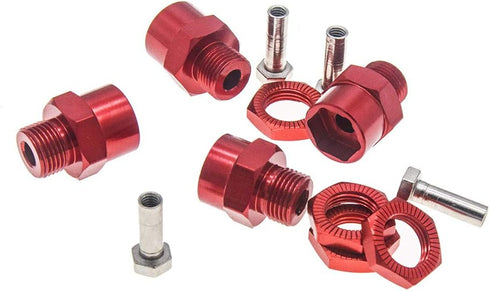 12mm to 17mm Wheel Hex Hub Adapter Extension for 1/10 RC Car, Upgrade 1/8 Tires, Red