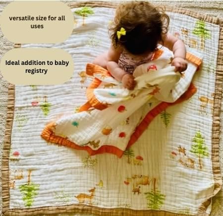 Generic 2-Pack 100% 6-Layer 43 43 Muslin Swaddle Blanket Organic Cotton Baby Blanket, Soft & Breathable