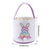 Cootato Easter Bunny Basket Bags for Kids, Personalized Canvas Cotton Bucket with Stripe Rabbit Pattern for Egg Hunt