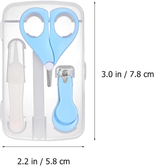 Set 4pcs Toyvian Nail Clipper and Manicure Scissors for Newborns and Nail Care Kit with File Safe Pink and Blue