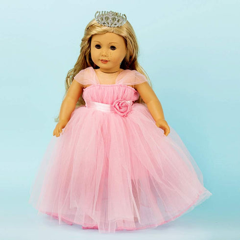 HWD 18 inch Girls Doll Clothes and Accessories , Princess Costume , Wedding Dress , Party Gown Dress for Dolls (Pink)