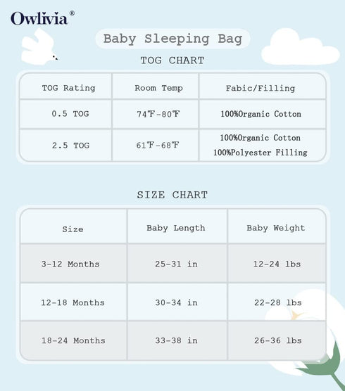 Owlivia Organic Cotton Baby Sleep Sack, 2-Way Zipper Wearable Blanket, Unisex (Feather Mauve, 3-12 Months)