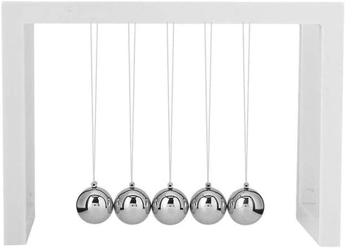 Newton's Cradle Balance Balls, Acrylic Shelf Science Physics Learning Desk Toys for Home and Office Decoration, White