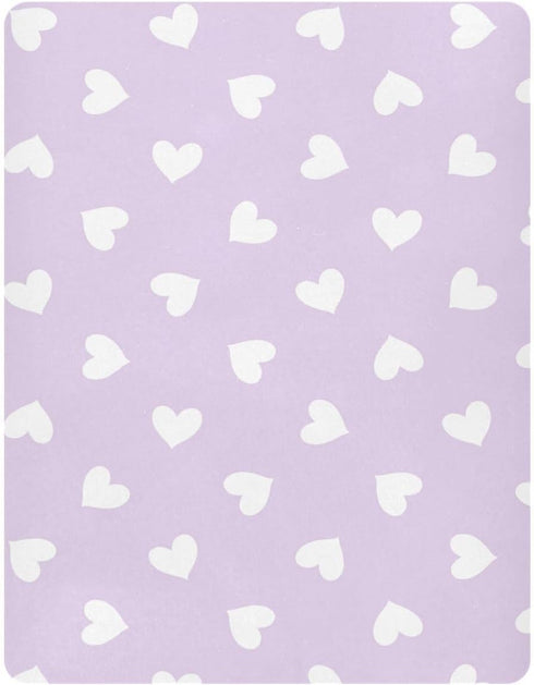 J JOYSAY Hearts Light Purple Fitted Crib Sheet for Boys Girls Baby Soft Crib