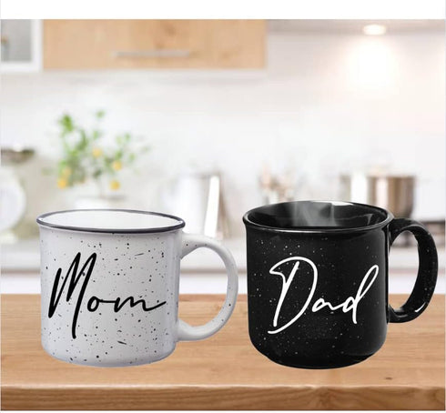 Set Set Mom Dad Campfire Mug - New Parents Couples Gifts - Pregnancy Announcement - Gift Ideas for Expecting Parents