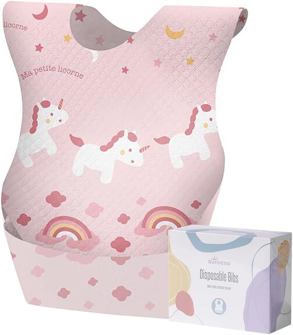 SUNVENO Disposable Bibs - Leak-proof Liner & Reusable Fastener