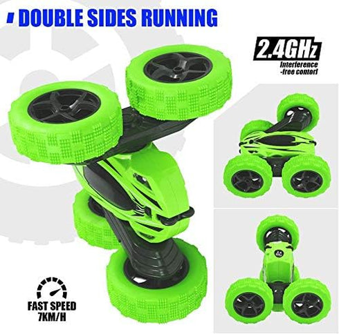 2PACK 2.4Ghz Vehicle,360 4WD 4 Lumiparty RC Stunt Car Remote Control Car for Kids, High Speed Rock Crawler Rotating Off