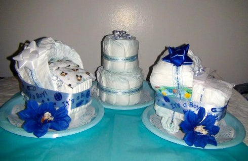 Body TST Diaper Cake Stroller Centerpiece (baby blue) by Little KG's Dreams