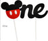 CHuangQi 1st Birthday Cake Topper - Happy Birthday Cake Banner, Mickey Inspired O-N-E Cake Topper for Boy & Girl