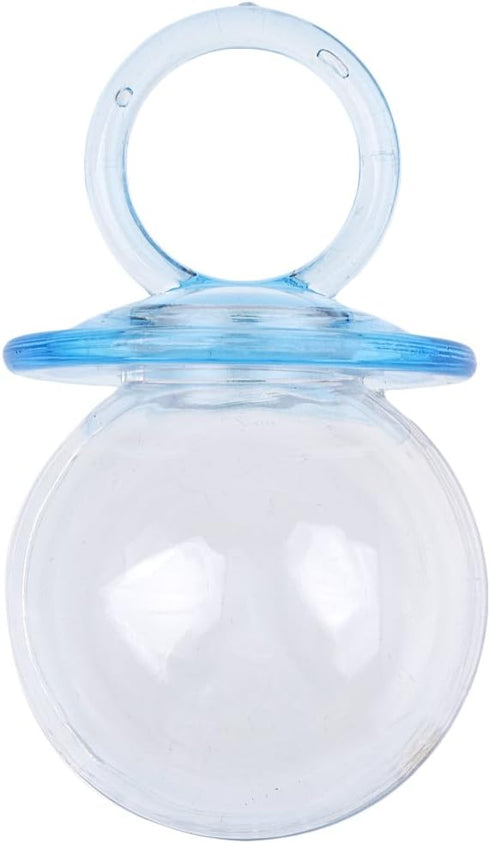 Milageto Pack 12 of Fillable Candy Bottles Pacifier Shaped Baby Favors Blue/Pink, Blue