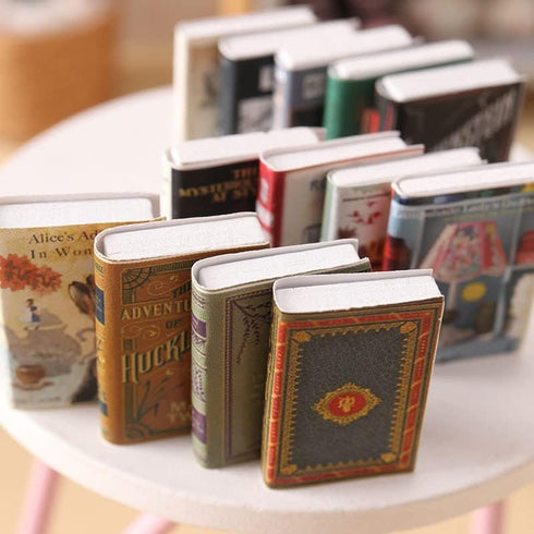 X Hot Popcorn Miniatures Dollhouse Books, 25PCS 1:12 Scale Mini Books for Doll House Decor