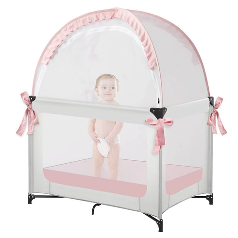 L RUNNZER Pack N Play Tent, Baby Mini Crib Tent to Keep Baby in,