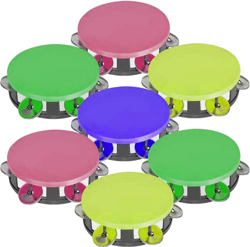 ArtCreativity Neon Tambourines for Kids, Set of 12, Percussion Musical Instruments for