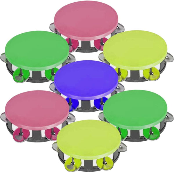 ArtCreativity Neon Tambourines for Kids, Set of 12, Percussion Musical Instruments for