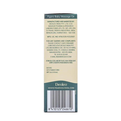 Generic 200ml Figaro Baby Massage Oil with Natural Olive Oil, Enriched with Vitamin E, Mineral Oil Free, Paraben Free