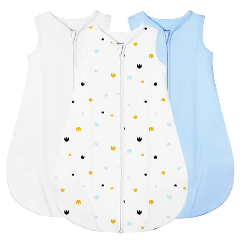 Sleep Sack 3-Pack, 100% Organic Cotton Wearable Blanket, 0.5 TOG Toddler Sleeping Bag, 2-Way Zipper