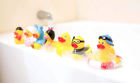 3" Pink Floating Rubber Duck - Safe Bath Toy for Kids - Spa Style