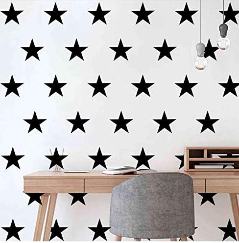 48pcs/Set Stars Vinyl Wall Decor Stickers - DIY White Star Wall Decals for Kids Nursery Room Decor