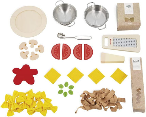 Set Set 58 3 J06598 Janod - Pasta Mix - Pasta - Pretend Play Kitchen & Tea Toy - Wooden, Cardboard and Felt Pieces
