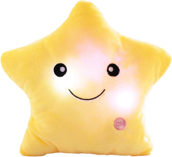 Creative Twinkle Star Shaped Plush Pillow, LED Night Light Glowing Cushions for Kids, Plush Stuffed Toys Gifts and