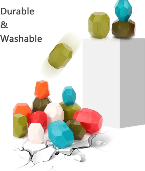 Tucimibo Set, Jumbo Balancing Stones Toy Polyhedral Plastic Stacking Rocks Educational Creative Preschool Arts Learning