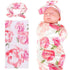 DRESHOW BQUBO Newborn Floral Receiving Blankets, Baby Swaddling with Headbands, Toddler Warm