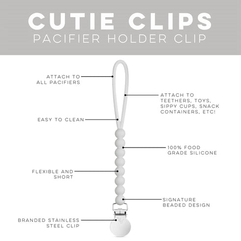 Ryan & Rose Judy Pacifier Clip - Silicone Holder in Grey