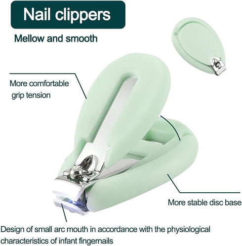 5-in-1 Baby Nail Kit, Baby Manicure Set with Clipper, Scissors, Tweezers, Glowing Ear Scoop, Nail File, Cute Case