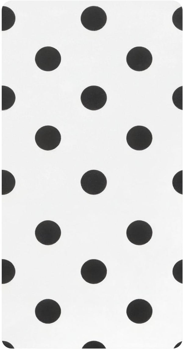 CZXW Polka Dots Black White Crib Sheets Fitted 52" x 28" Natural Cotton