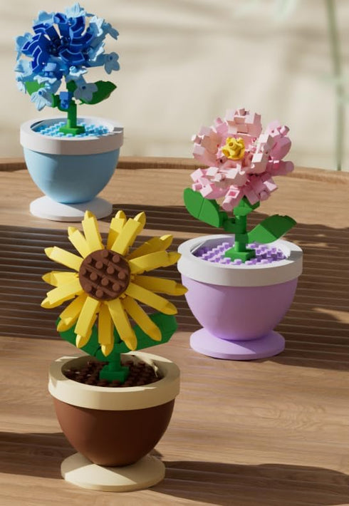 Sacblirr 6 Set Mini Flower Bonsai DIY Potted Plant Building Blocks Flower Seasons Rhythm for Kids and Adults, Botanical