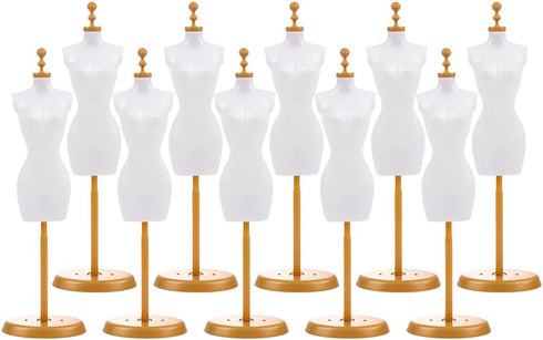 EXCEART 20 Pcs Model Stand Dress Form Mannequin Doll Holders, White Plastic Clothing Display for Fashion Dolls