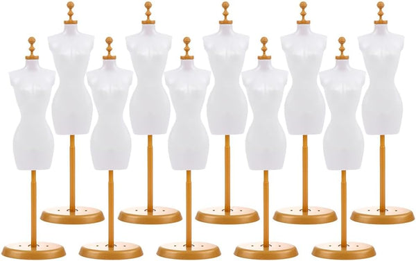 EXCEART 20 Pcs Model Stand Dress Form Mannequin Doll Holders, White Plastic Clothing Display for Fashion Dolls