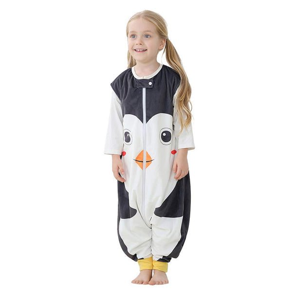 MICHLEY Toddler Sleeping Sack with Feet - Newborn Infant Sleeveless Sleeping Bag, 2-Way Zipper, Penguin, 3-5T
