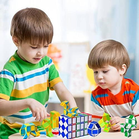Ganowo Fidget Snake Cube Mini Twist Puzzle (12 PACK) - Party Favors for Kids 8-12, Goody Bag Filler for Classroom