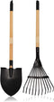 Kids Garden Tool Set, 2-Piece Rake and Shovel with Wooden Handles, 28