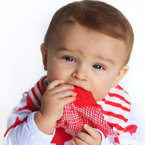 2Piece 2 Count (Pack 1) Nuby Muslin Bandana Bib with Teether, Colors May Vary