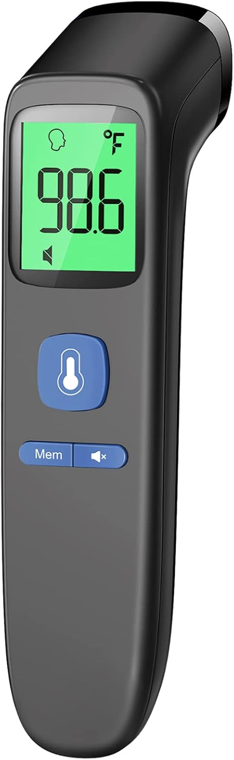 Non-Contact Thermometer for Adults and Kids, FSA Eligible, Touchless Infrared with Fever Alarm, Black